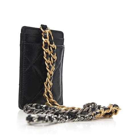 chanel mini card holder on chain